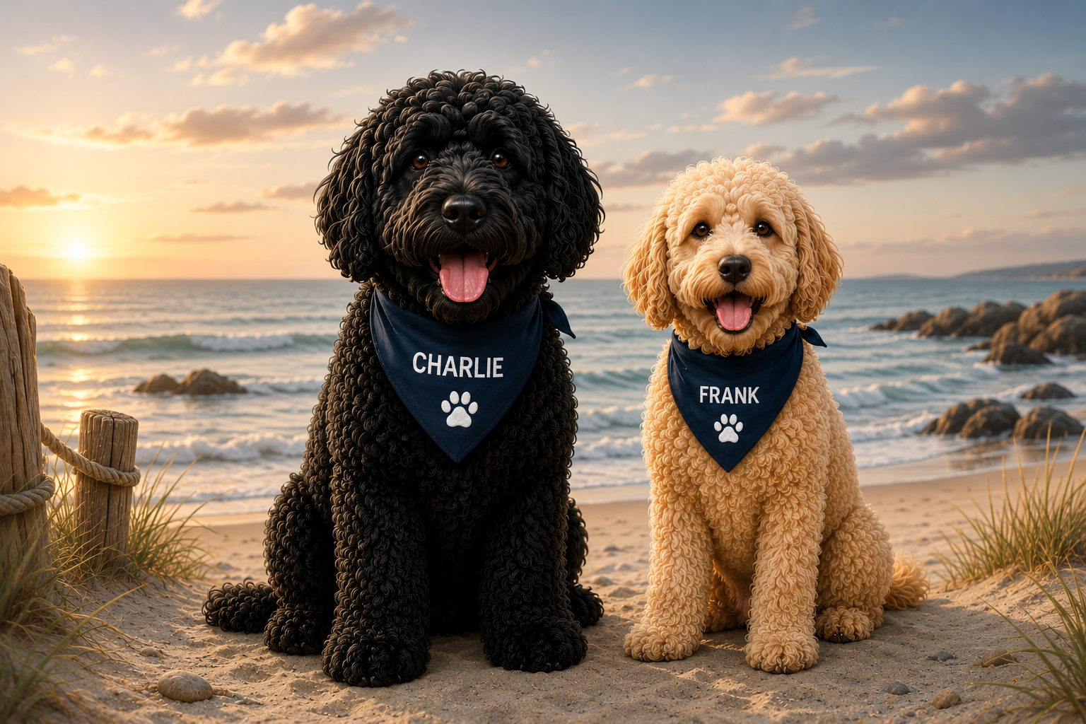 Charlie and Frank at the beach