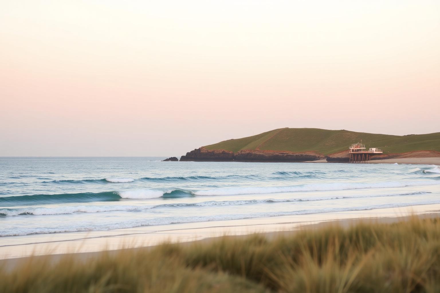 Charlie and Frank overlooking a calm Australian coastal landscape